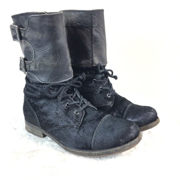 AllSaints Damisi Pony Hair Combat Boot Black 41 - Picture 4 of 16
